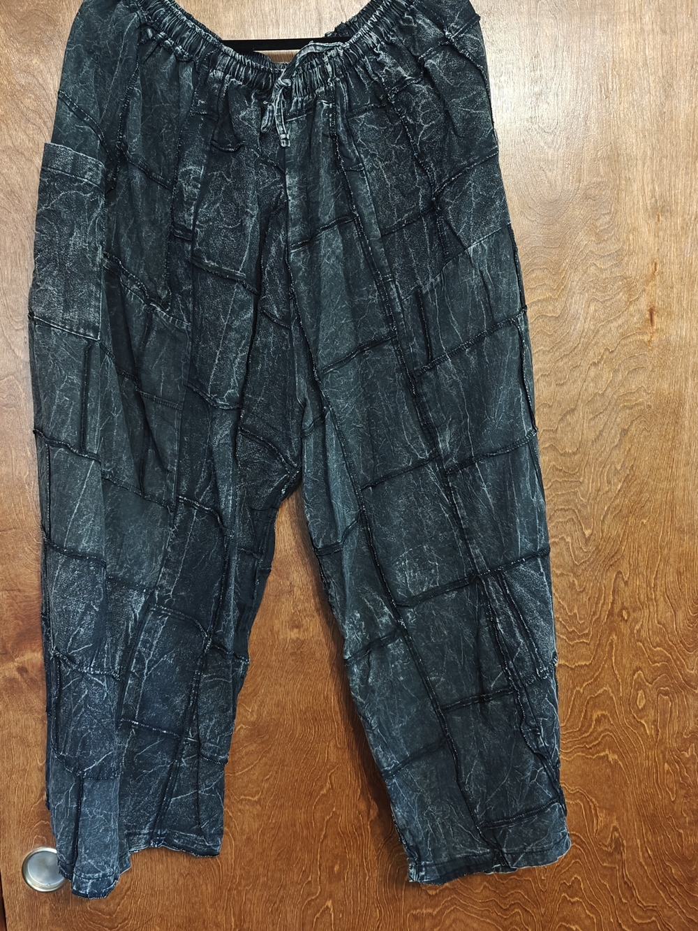 Black Patchwork Wide Leg Pants From Gardenbelle